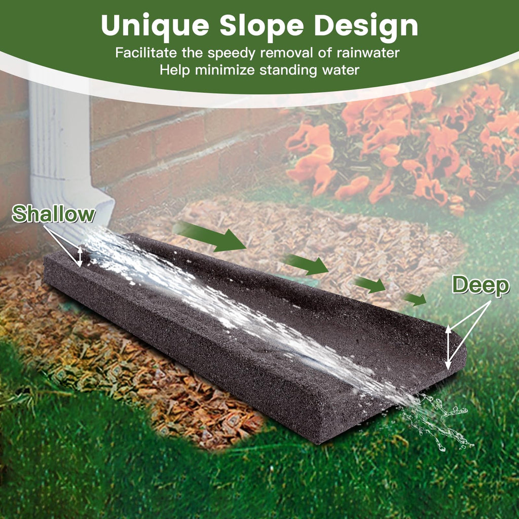 Sekcen 3 Pack Rubber Downspout Splash Block Rain Gutter Down Spout Drain Trays Brown