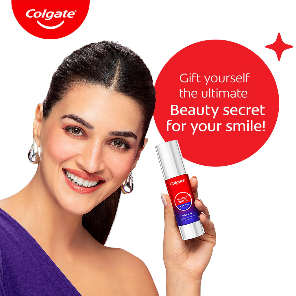Colgate Visible White Purple Teeth Whitening Serum, 1.5oz/40ml – Mint & Yuzu Flavour, Instant Brightening Purple Serum for Whiter Smiles