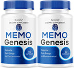 (2 Pack) Memo Genesis Capsules - Original MemoGenesis Brain Health Daily Support Pills Natural Advanced Formula Cognitive Health & Function to Help Maintain Clarity Focus, 120 Capsules for 2 Months