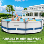 WaveHaven Above Ground Pool,10ft x 30in Frame Deep Swimming Pool,Round Family Pool,Large Above Ground Pool Easy Set,1200 Gallon Pool,Outdoor Backyard Pool for Kids,Adults-Deep Blue,Pump Not Included