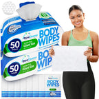 Dura Cleanse Body Wipes for Adults Bathing - (2 Pack) 100 XL No Rinse Bath Wipes + 8 Travel Shower Sheets - 10 x 11.5" Extra Thick Disposable Washcloths for Elderly Incontinence & Camping Essentials