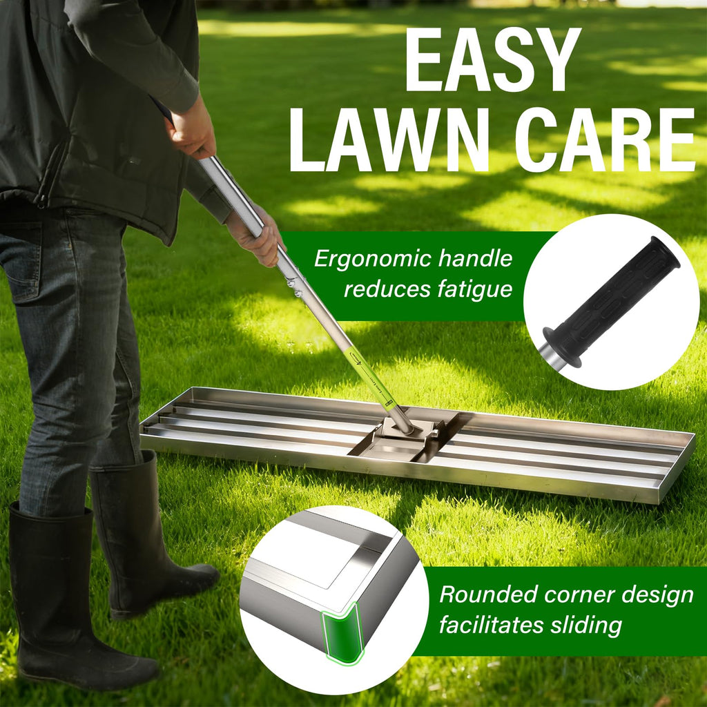 48x12 in Lawn Leveling Rake,Heavy-Duty Stainless Steel Landscape Rake