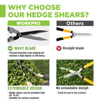 WORKPRO Extendable Hedge Shear, 25"-33" Manual Hedge Clipper/Bush Cutter