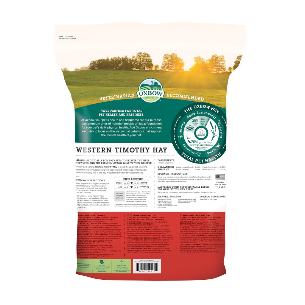 Oxbow Western Timothy Hay, Rabbit & Guinea Pig Hay, High Fiber, USA, 90 oz