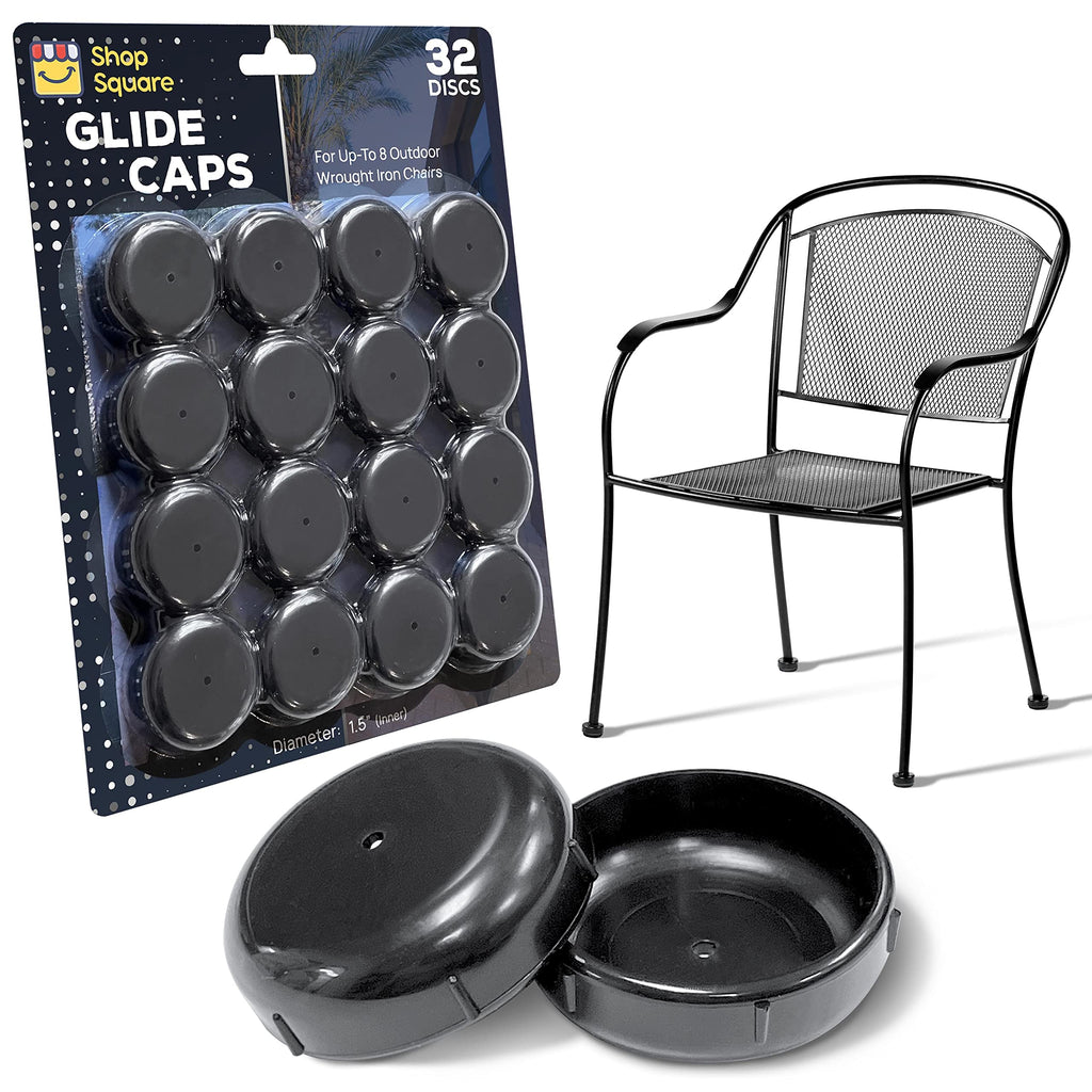 Wrought Iron Patio Furniture Feet Caps (32 Pack, Black) - 1.5" Round Plastic Outdoor Chair Leg Caps, Patio Furniture Replacement Feet