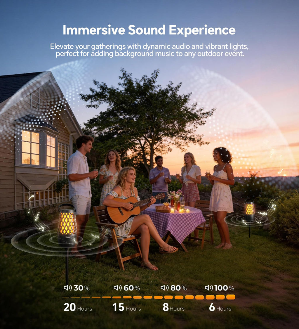 Outdoor Speakers with Lights, Gifts for Men Women, IPX5 Waterproof, 2 Pack