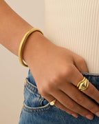 PAVOI Chunky Bangle Bracelet, 14K Gold Plated, Yellow Gold