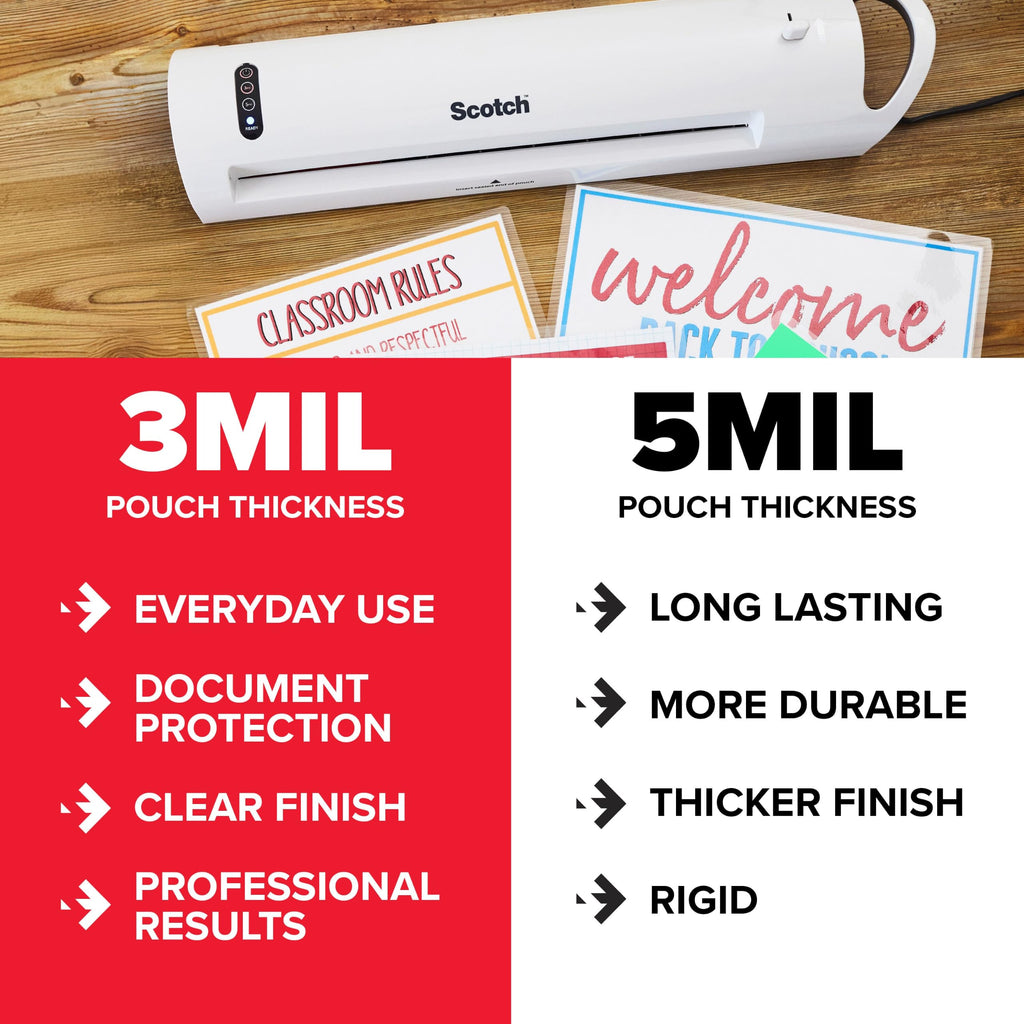 Scotch Thermal Laminating Pouches, 200 Count, Clear, 3 mil.
