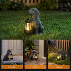 Lyeasw Outdoor Dog Statues Garden Decor with Solar Lantern