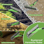 Thatch Rake, 51" Lawn Thatching Rake for Cleaning Dead Grass, 13 Inch Wide Heavy Duty 21 Teeth Steel Metal Rakes, Landscaping Raking Garden Tools for Lawn Care Loosening Leveling Soil Mulch
