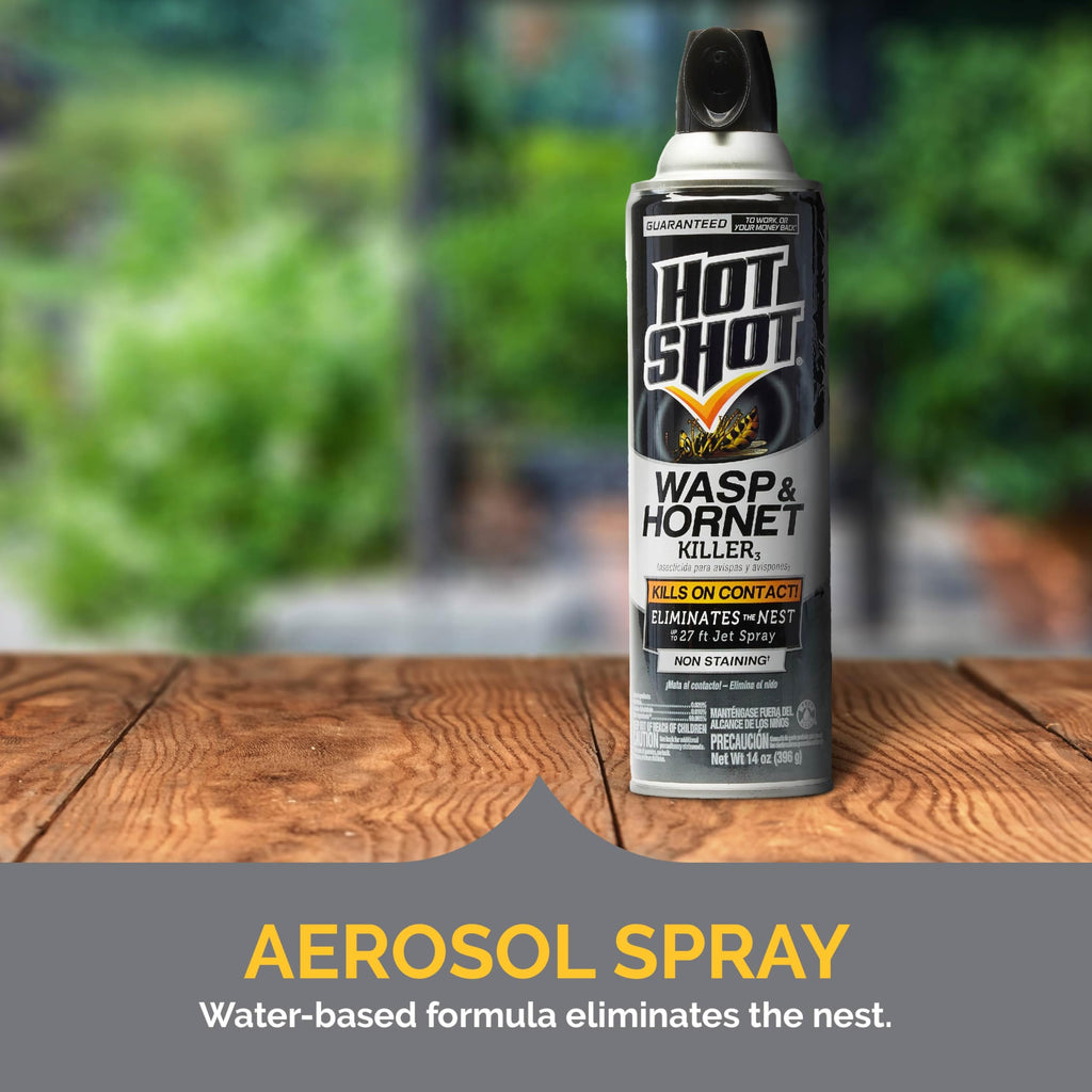 Hot Shot Wasp And Hornet Killer 17.5 Ounces, Bonus Size, Up to 27-Foot Jet Spray, 12 Pack, Black
