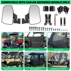 SHEJISI Defender Side Mirrors,The Spring Back Feature Allows Easy Reset After Fold,2024 New UTV Mirrors Compatible with Can Am Defender HD10 HD9 HD8 HD7 HD5,Suitable for No Door,Half Door,Full Door