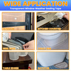 Transparent Window Weather Sealing Tape 3 Inch x 33 FT Clear Window Insulation Sealing Tape No Residue Sealing Film Tape