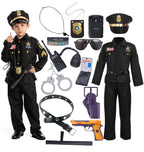 Spooktacular Creations 14PCS Halloween Police Costume for Kids, Black Police Officer Costume for Boys, Toddler Cosplay RolePlay Themed Party (Small, 5-7 yrs)