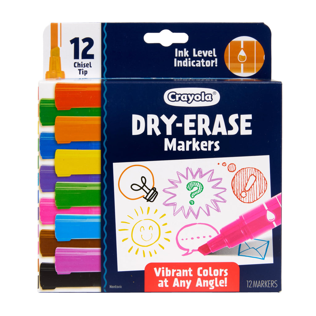 Crayola Take Note Dry Erase Markers for School (12ct) Teacher Classroom Supplies, Chisel Tip Whiteboard Markers, Must Haves