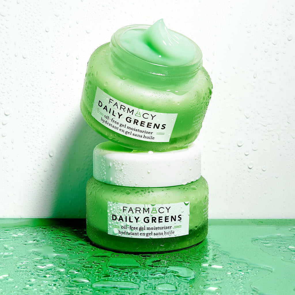 Farmacy Daily Greens Face Moisturizer - Oil Free Facial Moisturizer with Polyglutamic + Hyaluronic Acid - Gel Facial Cream that Reduces Shine, Clears Pores + Balances Oil - Fragrance-Free (50ml)
