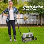 Suchtale 18-Inch Push Spike Aerator, Heavy Duty Rolling Lawn Aerator, Rotary Spike Lawn Aerator, Manual Aeration Equipment with Steel Handle, Suitable for Lawns, Garden, and Yard Grass Aeration
