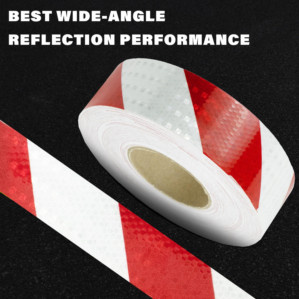 SWRT 2 Inch X 160 FT Reflective Tape Outdoor Waterproof Red & White Reflective Strong Adhesive Caution Hazard Warning Reflector Conspicuity Tape for Trailer Sign