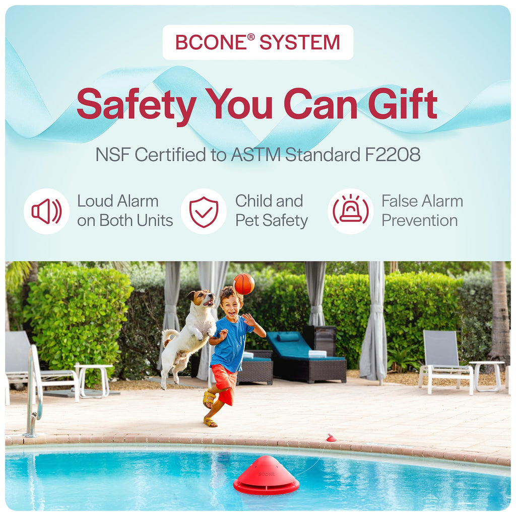 BCONE® Pool Alarm by Lifebuoy® | ASTM F2208 Certified | Floating Safety Device with App Alerts + Alexa Voice Control | 2.4GHz Wi-Fi | for Inground & Above-Ground Pools