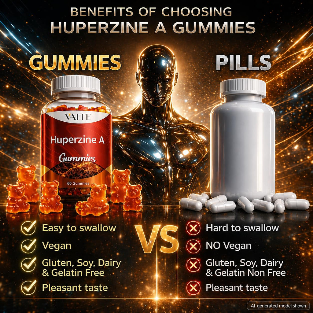 Huperzine A Supplement 200 mcg Gummies - Brain Supplements for Memory and Focus, Supports Cognitive Function & Mental Clarity - for Men, Women & Seniors - Non-GMO, Gluten-Free, 60 Vegan Chewables