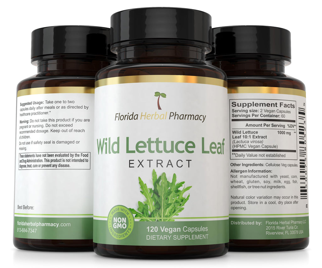 Wild Lettuce Leaf Extract Supplement Capsules 10:1 (120 Capsules)