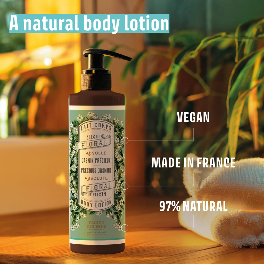 Panier des Sens –Jasmine Hand & Body Lotion for Dry Skin - Hydrating Body Cream for Women - Nourishing Fluid Body Moisturizer Shea Butter & Olive Oil - 97% Natural Ingredients Body Care - 8.45 Floz