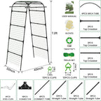 Heavy Duty Garden Arch Trellis for Climbing Plants, 20mm Thick Rustproof Metal Frame, Easy Assembly No Tools, 7.2ft Tall Vine Support with Netting & Gloves for Cucumbers Beans Roses