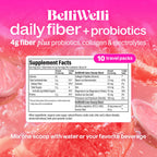 Belli Welli Fiber Supplement, Probiotics Fiber Powder Travel Pack for Women with Collagen & Electrolytes for Daily Gut Health & Debloating, Tropical Breeze, 10 Packets
