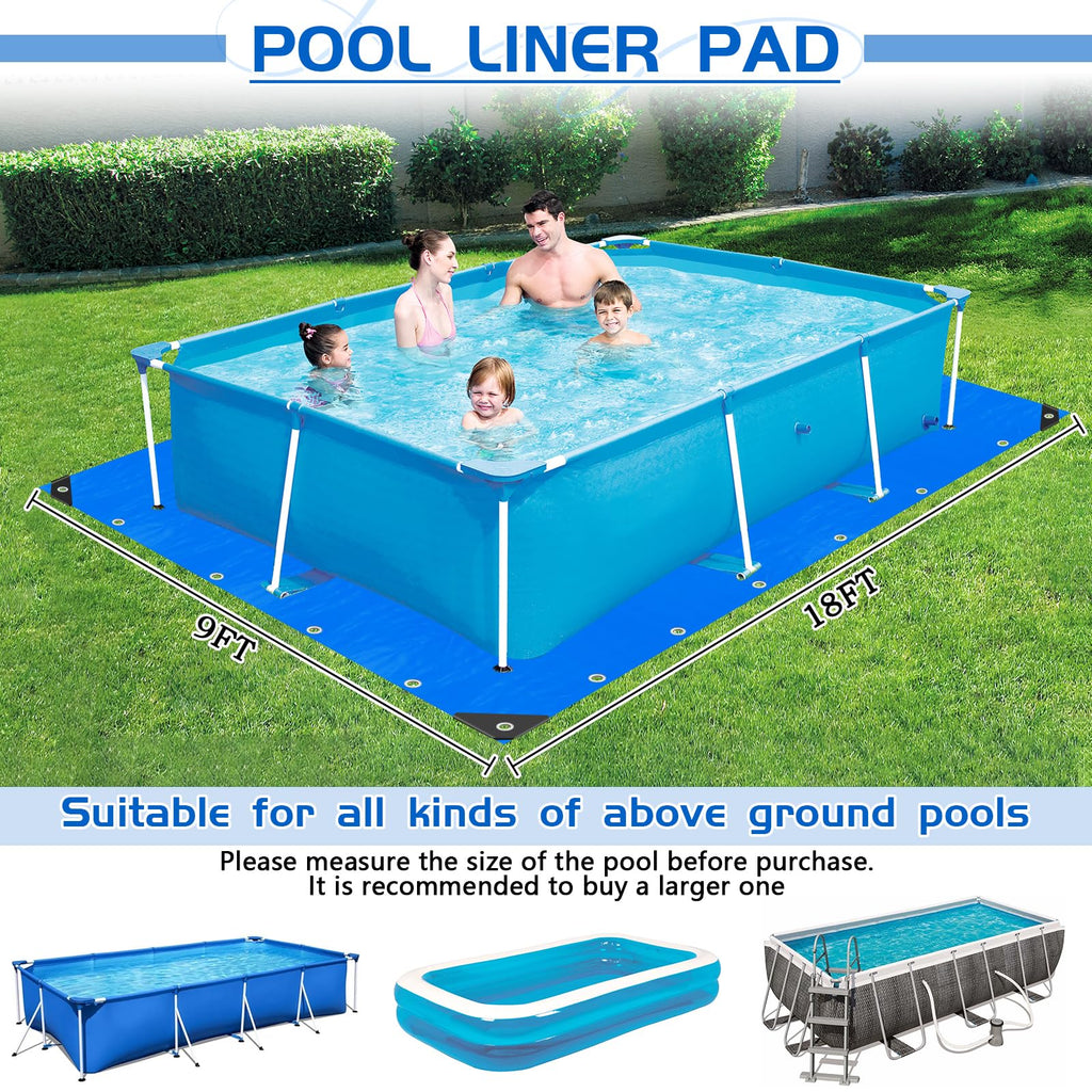 RGJ 18 x 9 Ft Pool Liner Pad for Above Ground Pools, Thickened Pool Mat ...