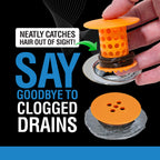 TubShroom Bathtub Drain Hair Catcher – In-Drain Tub Strainer & Clog Prevention Protector, Fits Standard 1.4”–1.75” Tub Drains, Easy Clean, Captures Human & Pet Hair out of Sight (Orange)