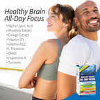 Applied Nutrition Healthy Brain All-Day Focus - 50 Tablets, Pack of 2 - Powerful 3-in-1 Brain Booster with Turmeric Extract - 50 Total Servings