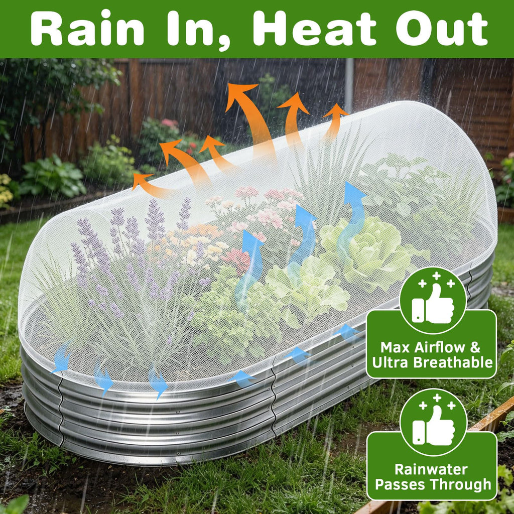 2 Pack Taller Garden Netting for 4x2FT Raised Beds with 10 Secured Clips