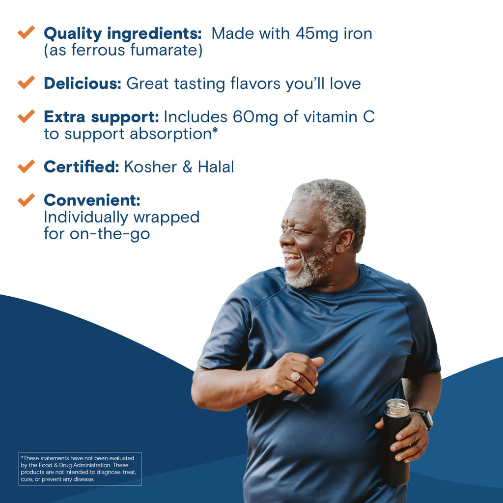 Bariatric Fusion Iron Supplement for Women Anemia | Chewable Iron with Vitamin C | Grape Flavored Soft Chew | Gentle on Stomach Ferrous Fumarate for Women and Men | Gluten Free | 60 Count