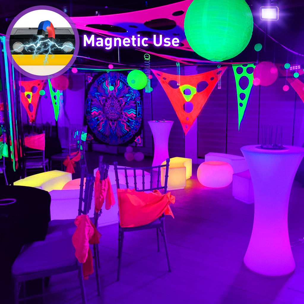 CREPOW Rechargeable LED Black Light, Battery Powered Portable Blacklight, 400nm LED Flood Light Black Lights, Neon Glow Party, Blacklight Catfishing, Halloween, Glow in The Dark Decoration 2 Pack