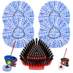 Fatmass 5 Pack Spin Mop Head Replacement for O Cedar RinseClean 2-Tank System,Include 4 Mop Replace Heads + 1 Upgrade Scrubber Brush, 100% Microfiber Mop Refills Deep Cleaning Machine Washable