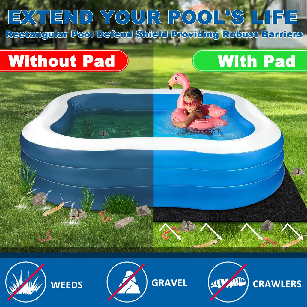 12x24ft Rectangle Pool Liner Pad for Above Ground Pools,300G/M² Thicker Pool Liner Pad, Durable Density Puncture Resistant Mat,Effortless to Install, Pools Bottom Liner Protector, Extend Liner Life