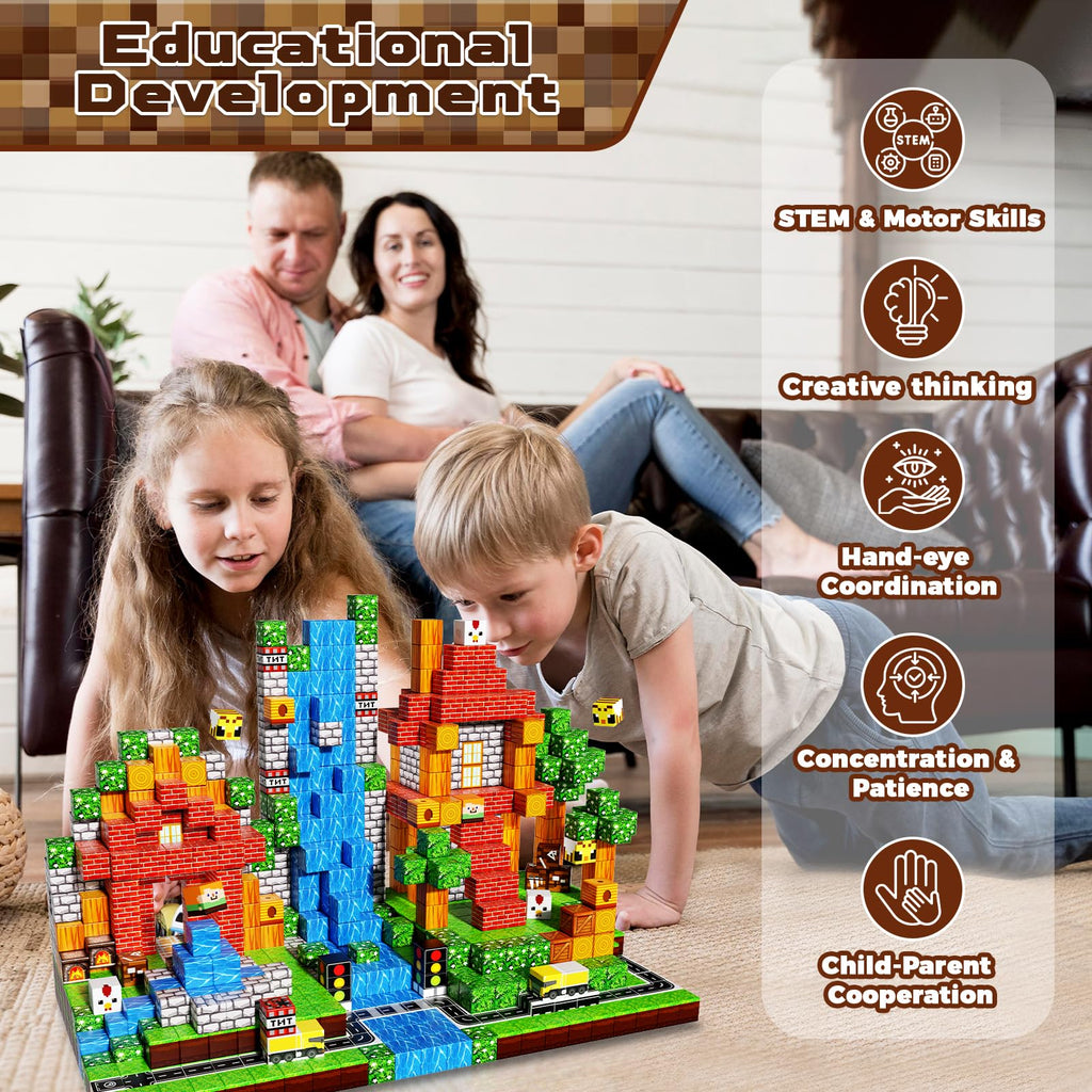 150 PCS Magnetic Blocks - Building Block for Kids Ages 4-8, Magnet Blocks Cubes Tiles Constructions Toys Girl Boy, STEM Educational Montessori Stacking Toy, Sensory Play Game Preschool Learning Gifts
