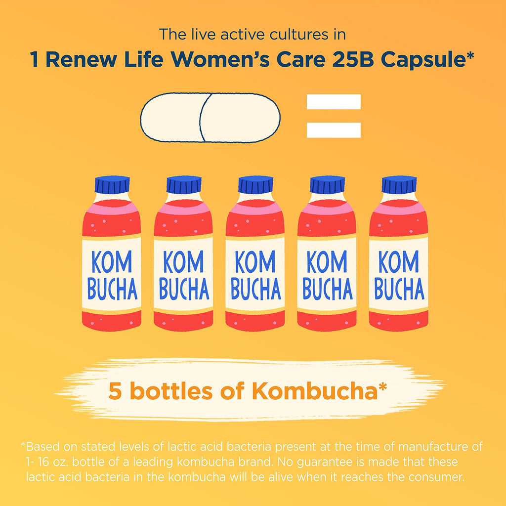 Renew Life Women's Probiotic Capsules, Supports pH Balance for Women, Vaginal, Urinary, Digestive and Immune Health, L. Rhamnosus GG, Dairy, Soy and Gluten-Free, 25 Billion CFU - 60 Ct