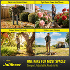 Jardineer Adjustable Leaf Rake, Expandable Lightweight Metal Yard Rakes