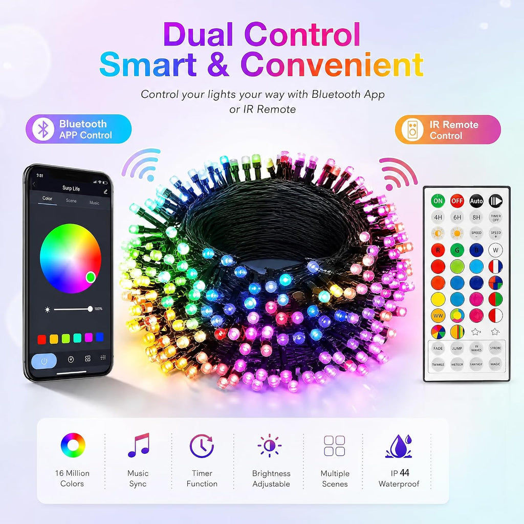 Dazzle Bright 33FT 100 LED Color Changing Christmas Halloween Lights