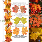DearHouse 2 Pack Fall Garland Maple Leaf, 5.9Ft/Piece Hanging Vine Garland Artificial Autumn Foliage Garland Thanksgiving Decor for Home Wedding Fireplace Party Christmas (Green)