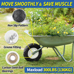 GICOOL 4.80/4.00-8" Wheelbarrow Tire, 16" Flat-Free Solid Tire and Wheel, 3" Centered Hub, 5/8" Axle Bore Hole, for Garden Wagon Cart Trolley Dolly Lawn Mover Go Kart Replacement (2 Pack)