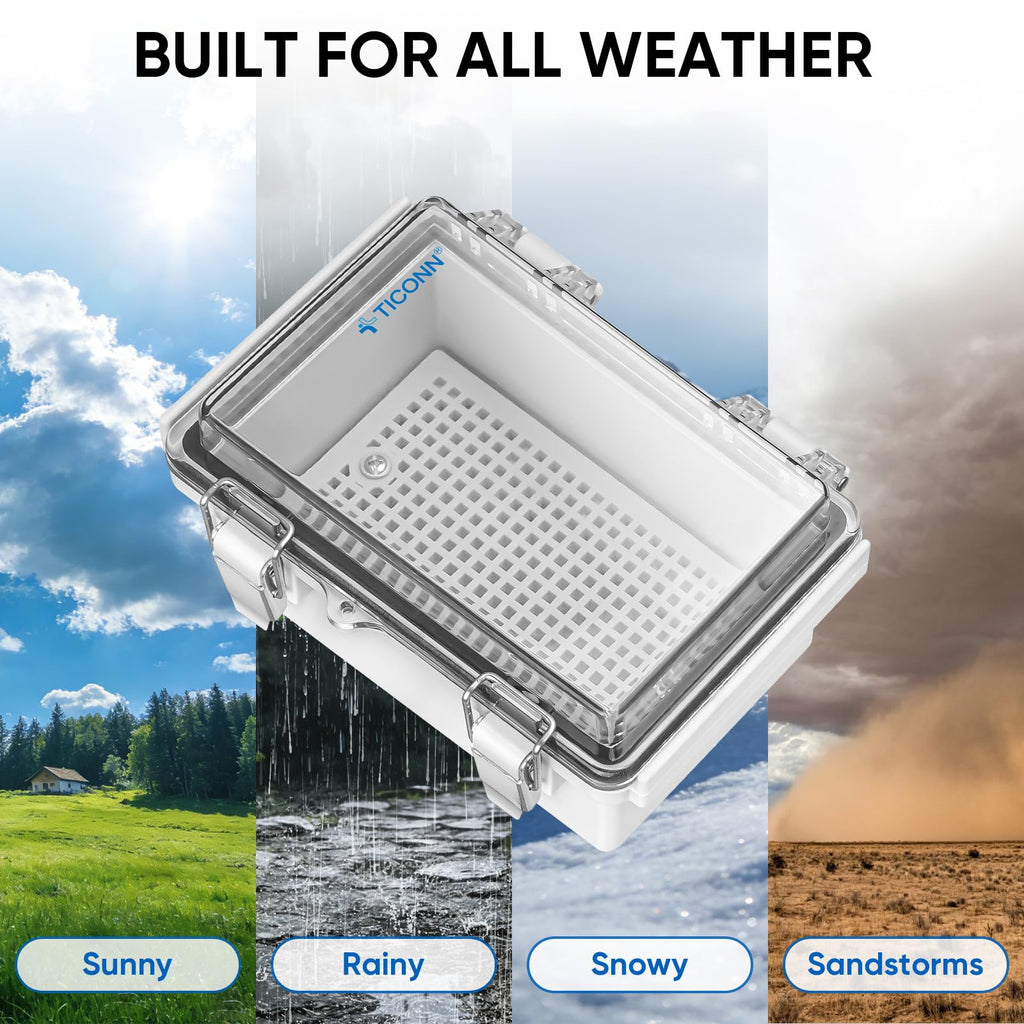 TICONN Outdoor Electrical Box Waterproof, Junction Box IP67 ABS Plastic Enclosure with Hinged Cover with Mounting Plate, Wall Brackets, Cable Glands (Clear, 8.7"x6.7"x4.3")