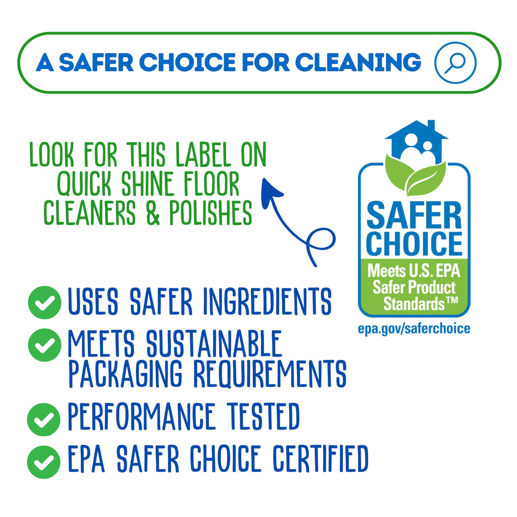 Quick Shine Hardwood Floor Cleaner & Wood Floor Polish w/Plant-Derived Carnauba 27oz Bottles,Removes Scratches,Safer Choice,A Clean That Can Be Seen,(Pack of 4)
