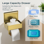 FORIOUS Toilet Paper Holder with Shelf, Wall-Mounted Modern Wipes Dispenser