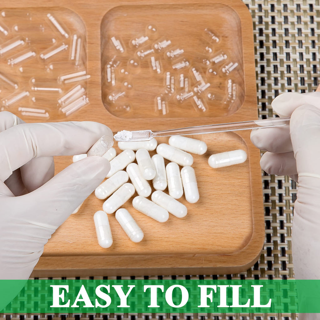 wananfu Size 2 Empty Capsules Vegetarian (1000 Count) Bundle with 2 Micro Lab Spoons, Clear Fillable Veggie Pill Capsules Size 2 for Making Your Own Supplements
