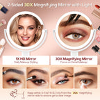 B Beauty Planet Makeup Mirror, Double-Sided Lighted Magnifying Mirror 30X
