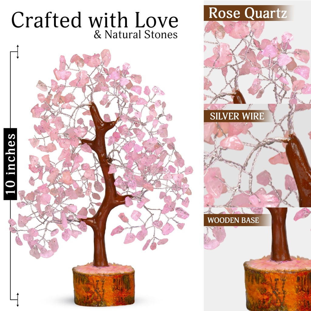 YATSKIA Rose Quartz Tree, Feng Shui Decor, Healing Crystal, Feng Shui Money Tree, Crystal Room Decor, 10-12 Inches