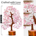 YATSKIA Rose Quartz Tree, Feng Shui Decor, Healing Crystal, Feng Shui Money Tree, Crystal Room Decor, 10-12 Inches