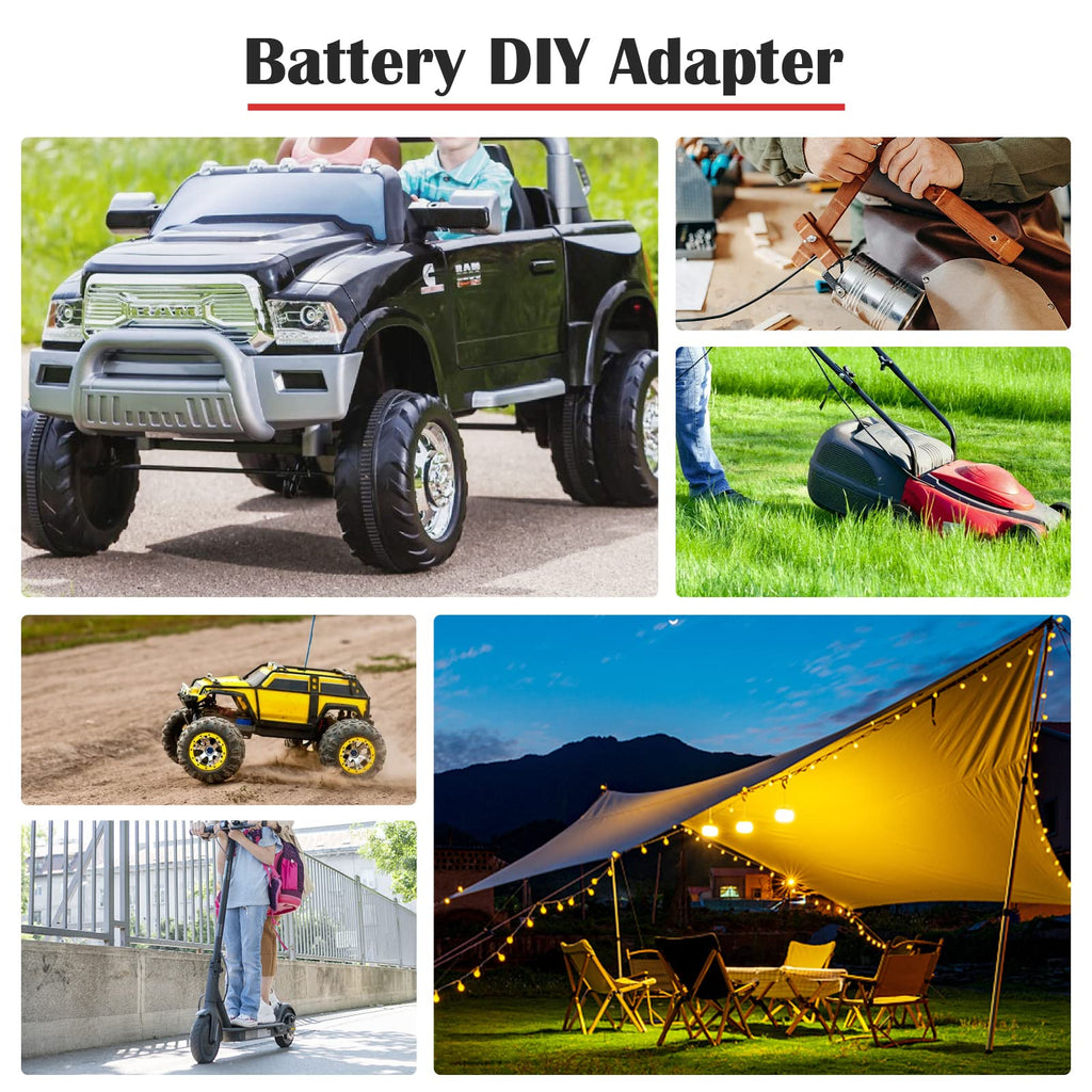 2 Packs Power Wheel Adapter for Milwaukee M18 Battery Adapter 18V Power Wheel Battery Converter with Fuses & Wire Terminals, 12AWG Wire, Power Connector for DIY Rc Car Toys, Robotics and Rc Truck